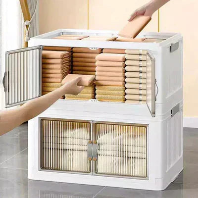 Kit Cajas Organizadoras Apilables con Ruedas y Puerta Frontal - BoxMax