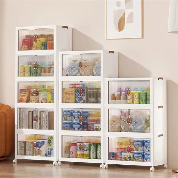 Kit Cajas Organizadoras Apilables con Ruedas y Puerta Frontal - BoxMax