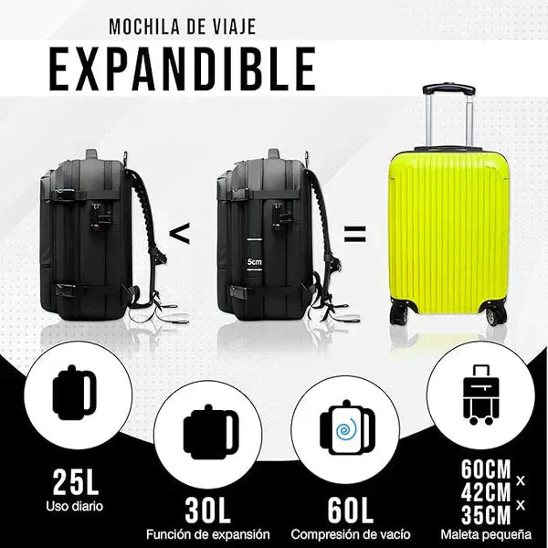 Mochila Viaje con sistema de Vacio + Vaciador de Regalo
