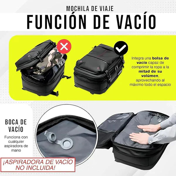 Mochila Viaje con sistema de Vacio + Vaciador de Regalo