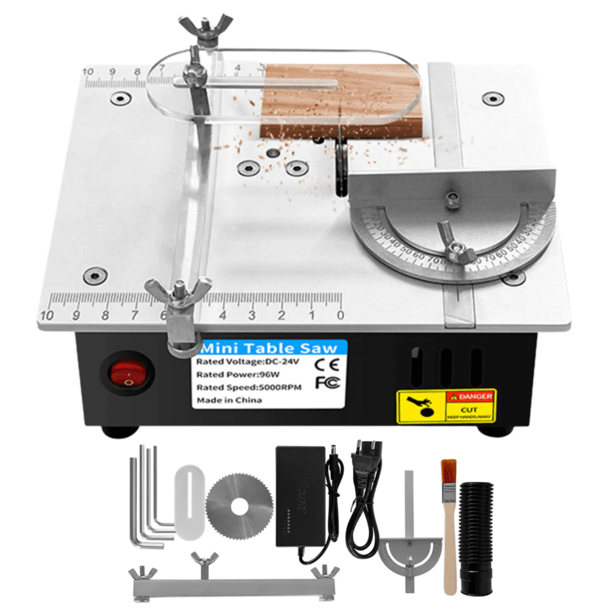 Mini Sierra con Guía de Precisión y Corte Ajustable 0°–90°