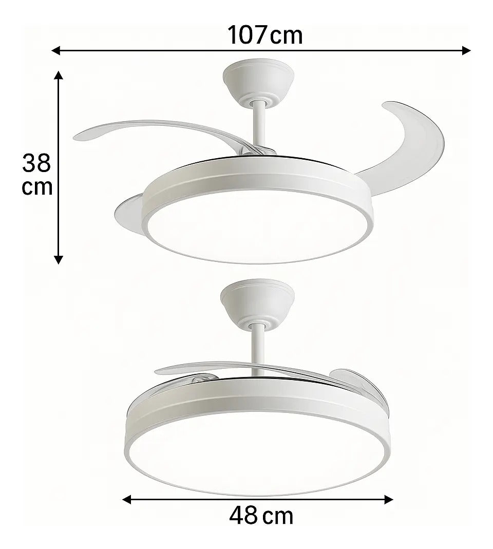Ventilador de Techo con Lámpara LED Retráctil + Control remoto - AeroLux